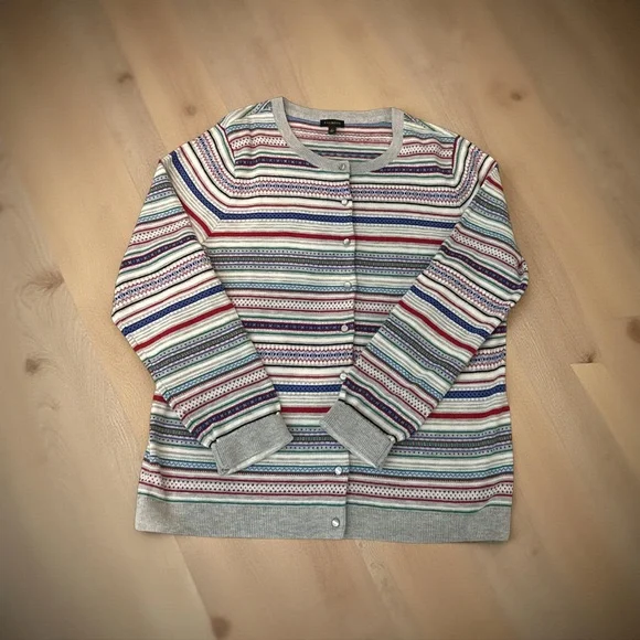Talbots Multicolor Striped Cardigan Women’s Sweater Size Large - Picture 6 of 9